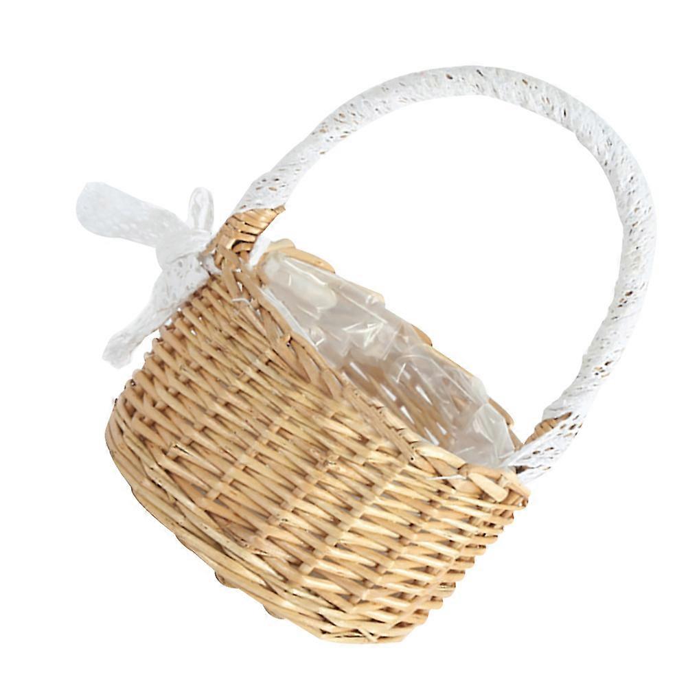Woven Decorative Flower Basket for Fresh and Dried Flowers Multi-functional Storage in Khaki Color