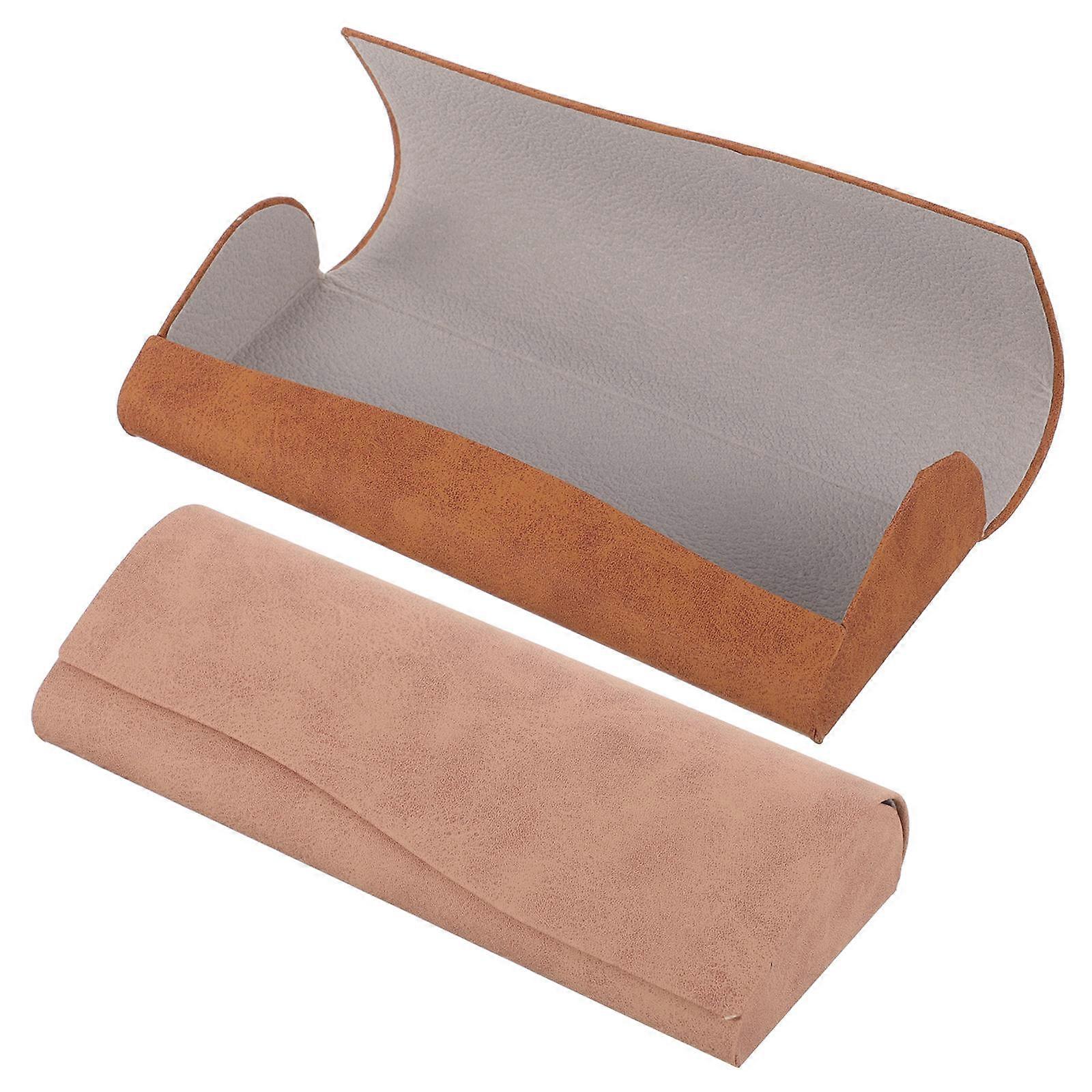 Protective Glasses Case Elegant Appearance for Women Men Light Brown 2Set