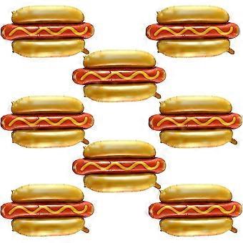 8Pcs Hot Dog Helium Folienballons, Fast Food Snacks Picknick Burger BBQ Thema