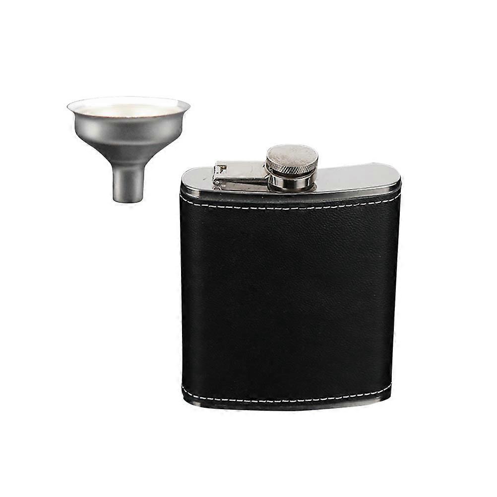 Leak Proof 8oz Stainless Steel Hip Flask Set with Funnel, Discreet Black Wrap for Whiskey, , – Ideal for Festivals, Camping, Everyday Use