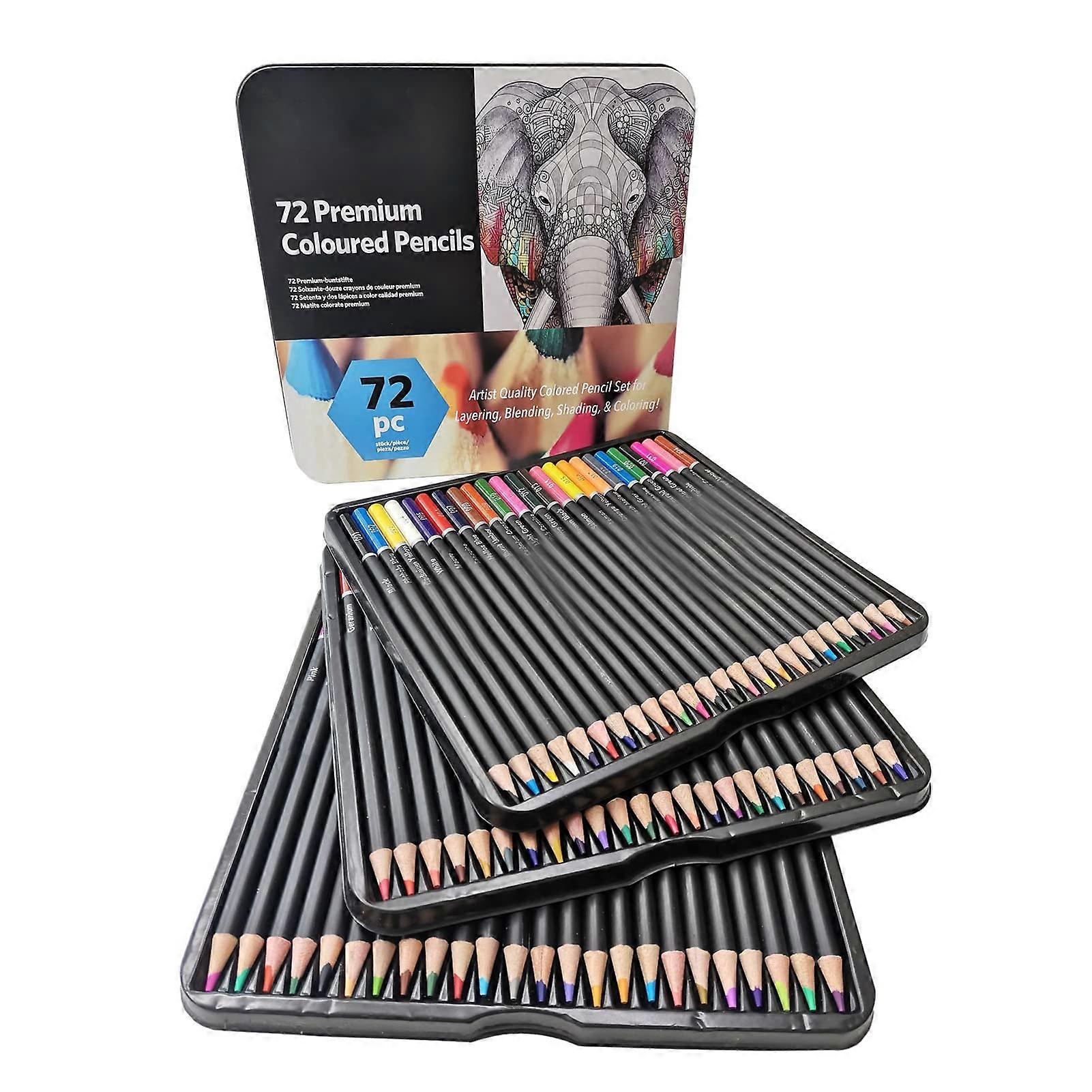 72 Set of 2B Hardness Colored Pencils for Adults Color Soly Drawing Pencils with Iron Storage Box Color