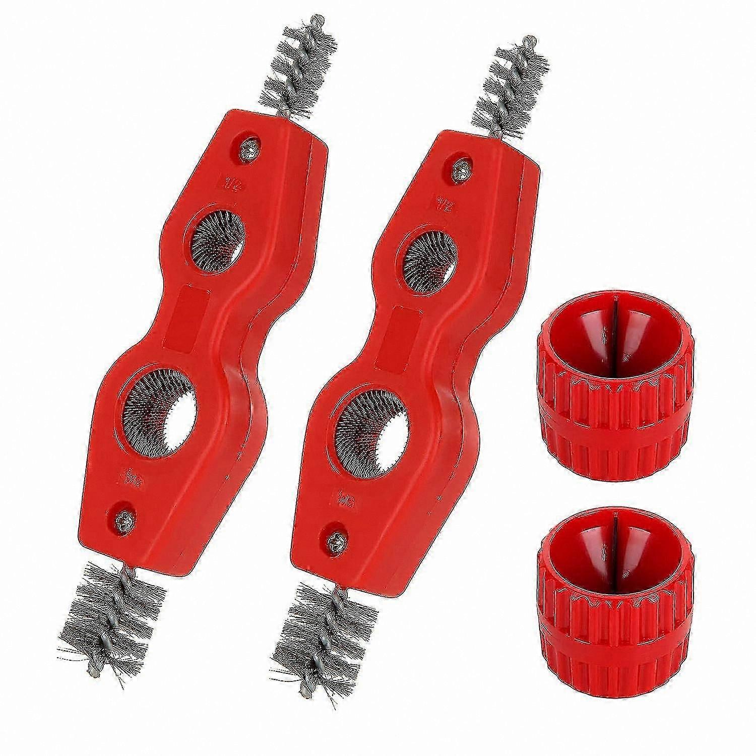 4-in-1 Pipe Deburring Tool Set for PVC, PPR, Copper, and Aluminum Pipes, Includes Cleaner and Reamer Brushes