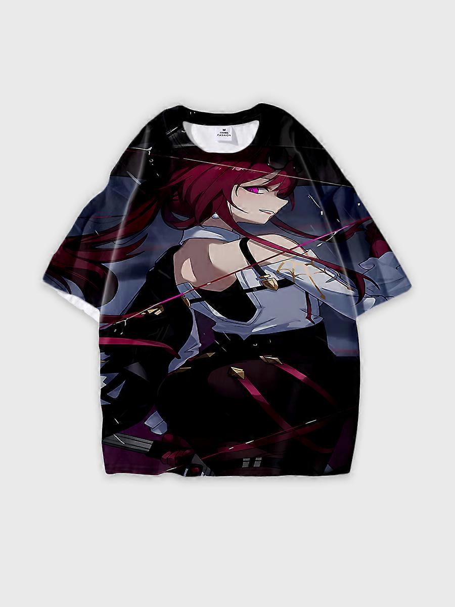 T-shirt round neck Role Pattern loose short sleeve K202