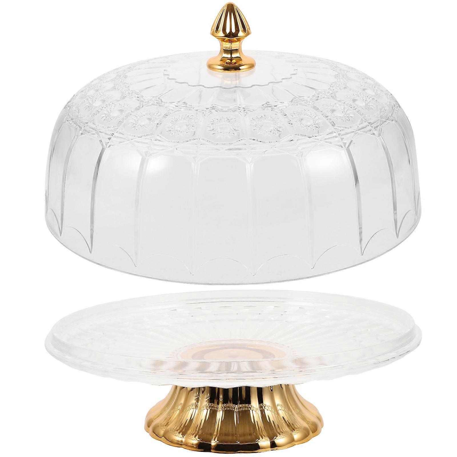 Transparent Food Tray with Lid for Storage Wide Base Tall Food Plate Smooth Edges 7.5 Inches