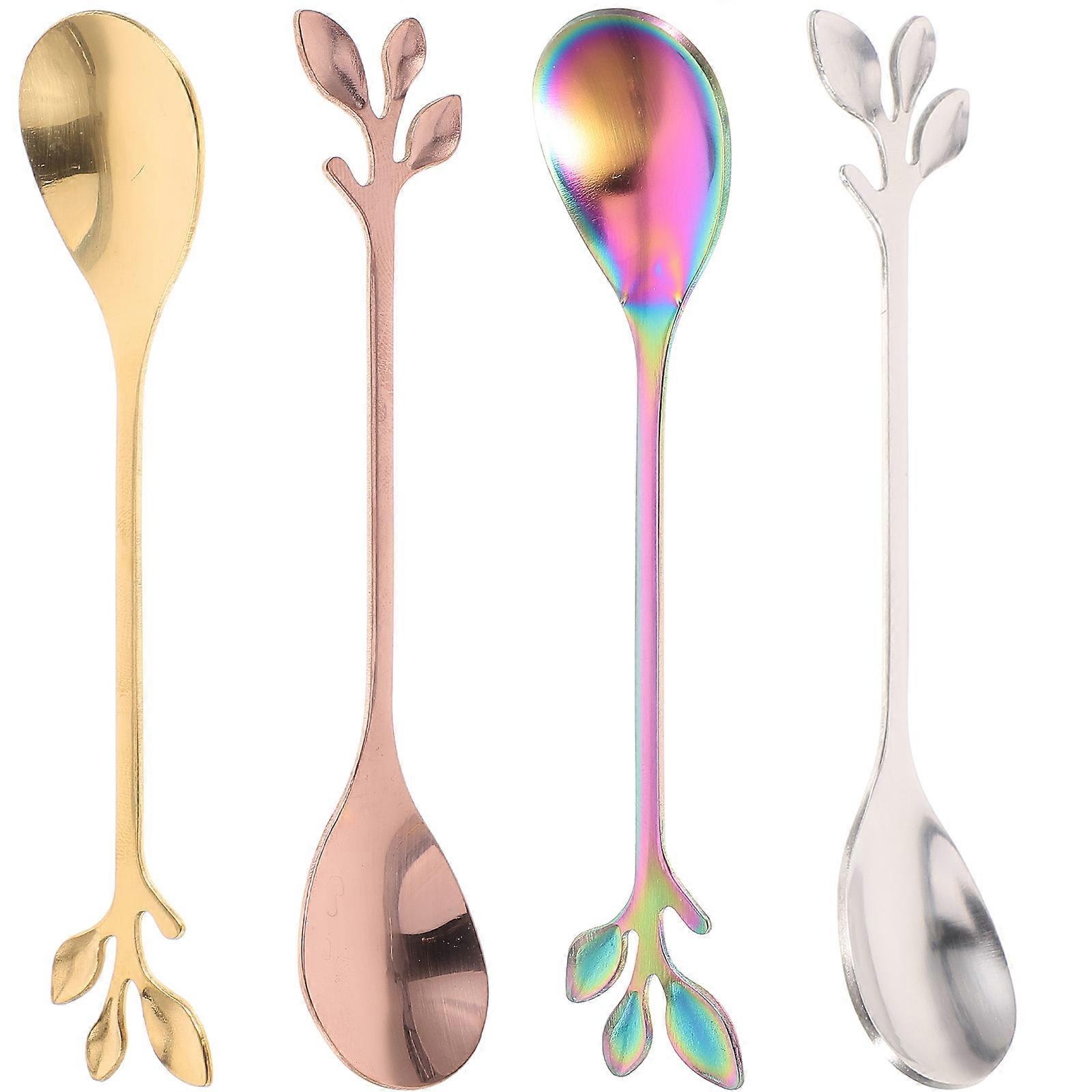 Creative Branch Design Stainless Steel Spoon for Kitchen Use Assorted Color 4pcs 7.87 Inches