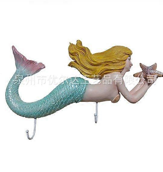 樹脂人魚ウォールフック:玄関リビングルームベッドルーム用ヴィンテージ装飾ハンガー-海をテーマにした壁掛けキーコートバッグフック