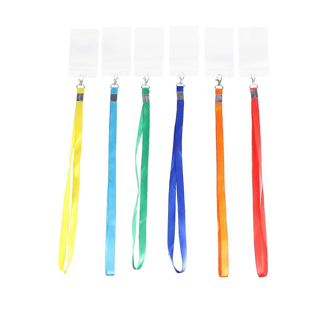 Portable ID Holder with Neck Strap Assorted Color Polyester and Metal Hook for School Office Use Fits Cards 12 Set