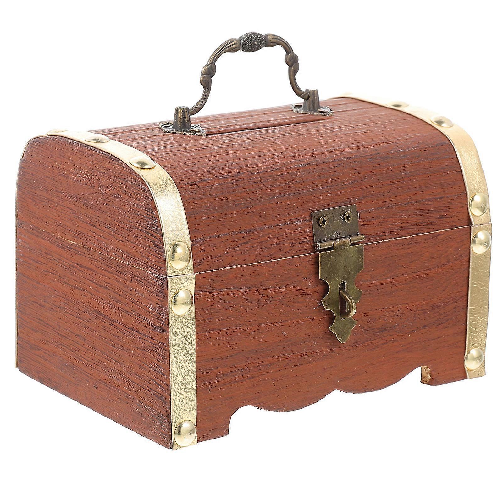 Wooden Coin Storage Box In Retro Style For Home And Office Use 1Pack