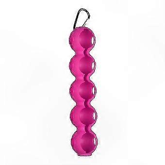 Pochette à balles de golf en silicone rouge rose avec crochet pour 5 balles