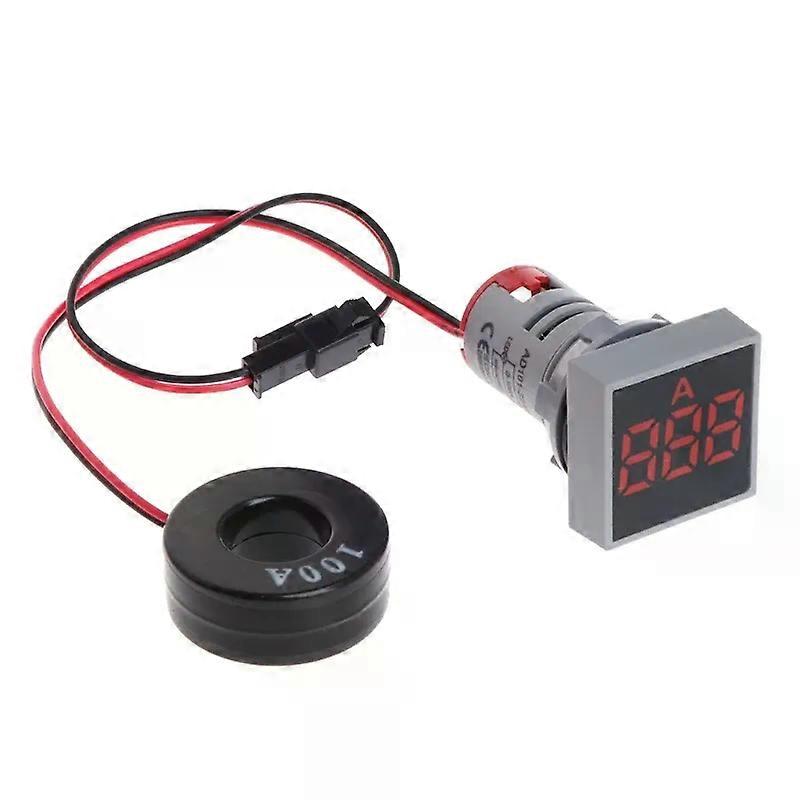 22MM 0-100A Current Indicator With Digital Ammeter Led Indicator Square Traffic Light