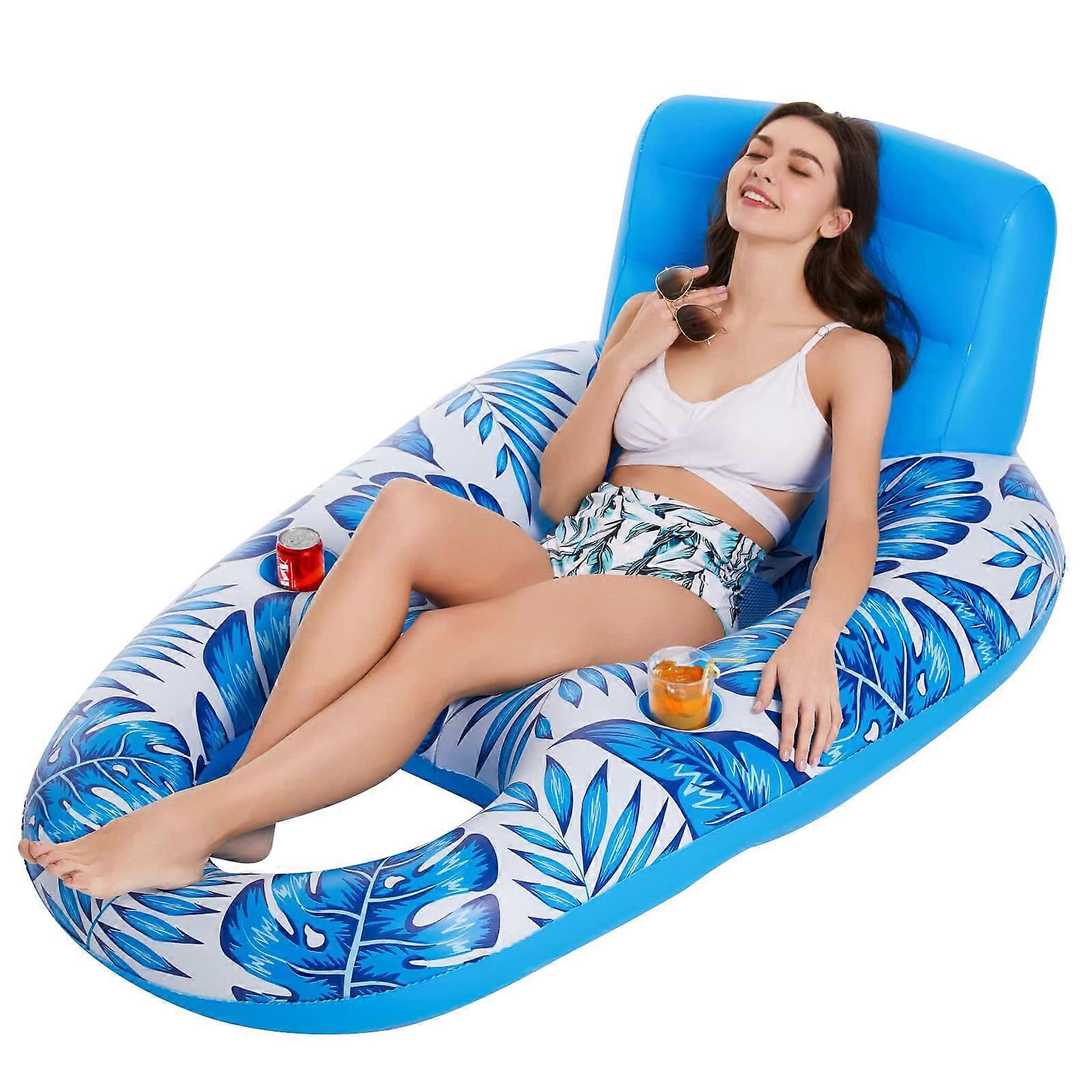 WANLiber inflatable pool floating seat for adults with drink holders