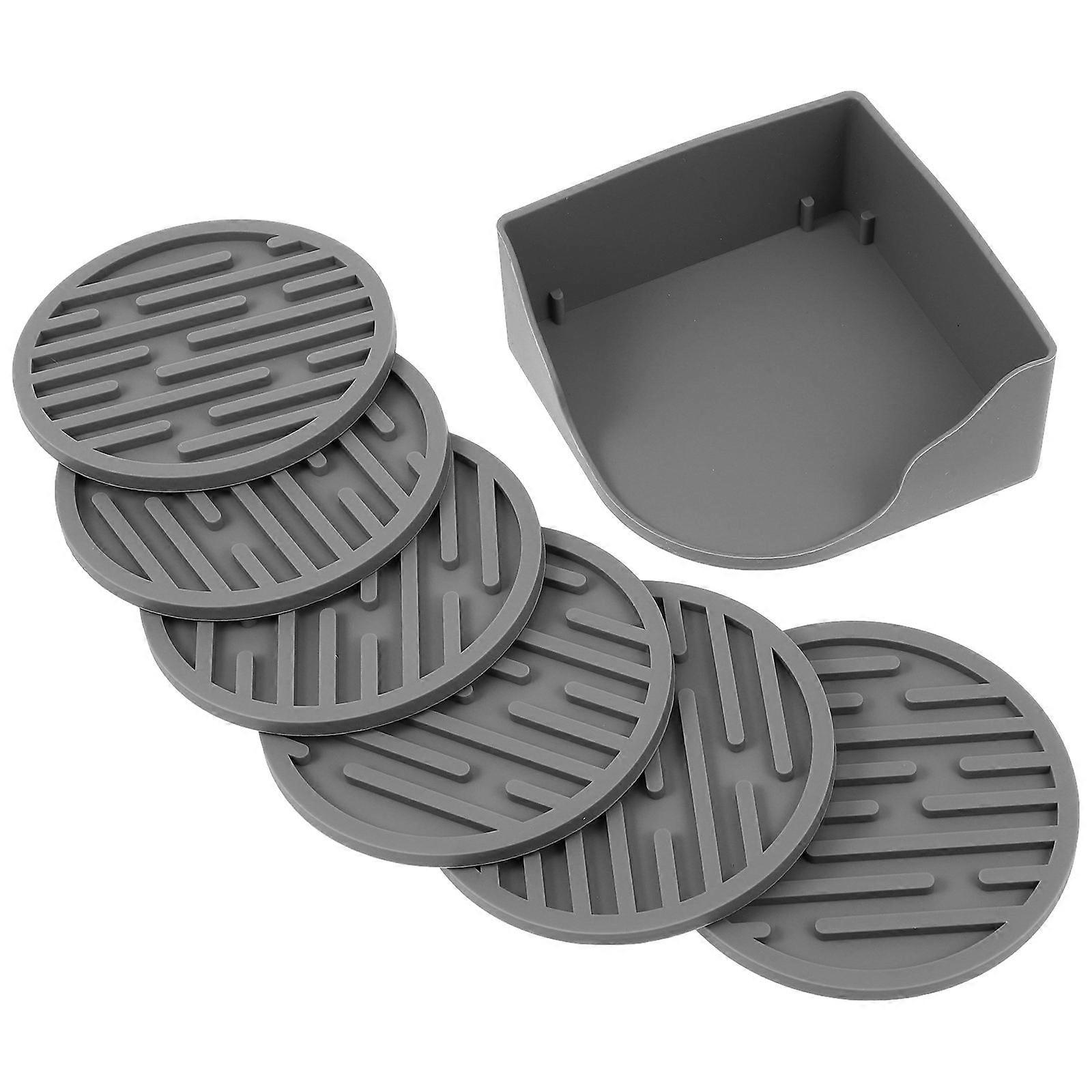 1 Set Soft Thickened Silicone Coasters Heat Resistant Round Tea Cup Mats