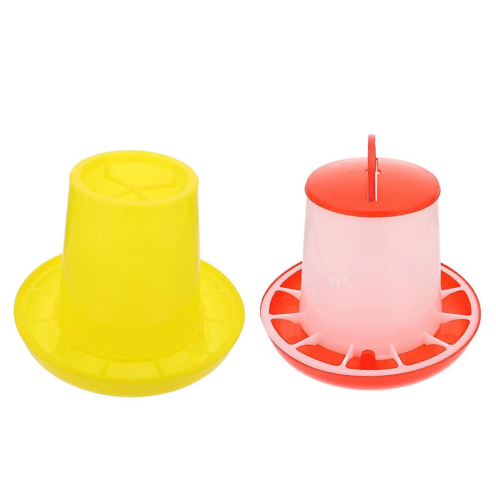 Poultry Feed Pan 2 Pcs Portable Food Containers For Chickens Prevent Food From Being Dirty Durable Materials Assorted Color