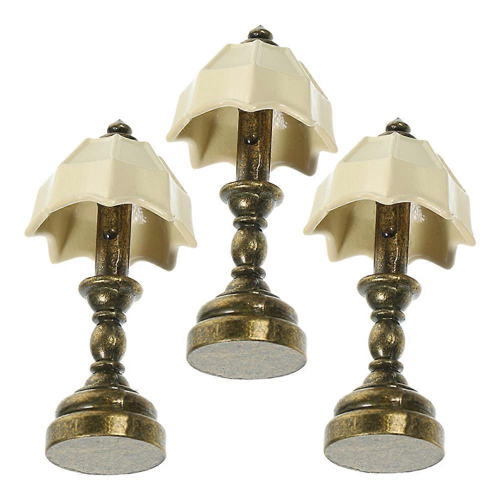3pcs Dollhouse Table Lamp Miniature Bedside Lamp Model Small Table Light Dollhouse Accessories