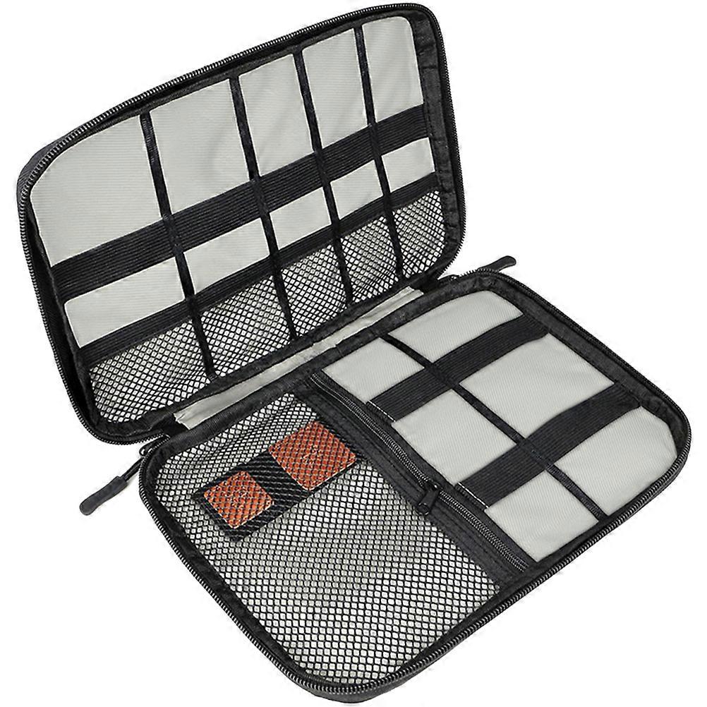 Cable Carrying Case Grey Polyester Digital Accessories for Storage Use with Multiple Pockets Design