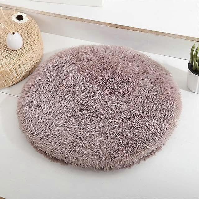 Round Dog Bed Mat, Fluffy Plush Pet Cushion, Soft Warm Cat Basket