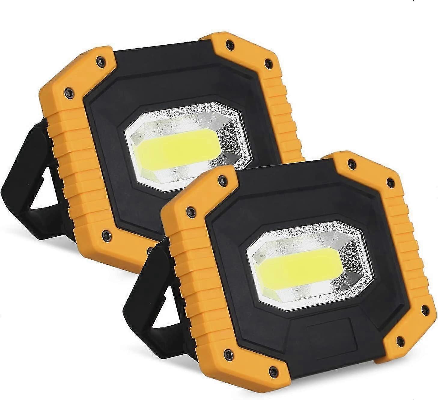Rechargeable LED Flood Light 30W 2000 LM Construction Site Work Light with 4X Battery 3 Modes Portable Lantern USB LED Spotlight for Camping, Building