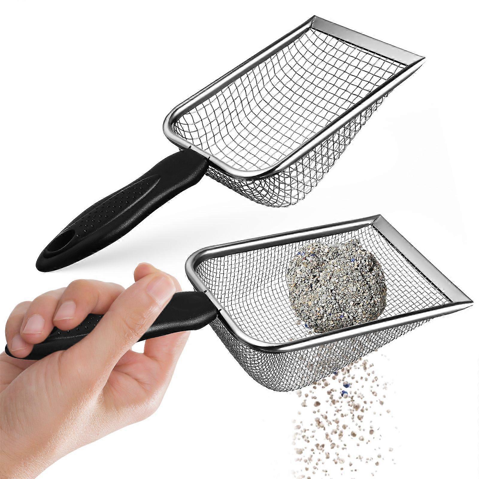 2 Pcs Cat Litter Scoops Metal Cat Litter Scooper Stainless Steel Cat Litter Scoop Mesh Litter Scooper Litter Cleaner Pet Supplies