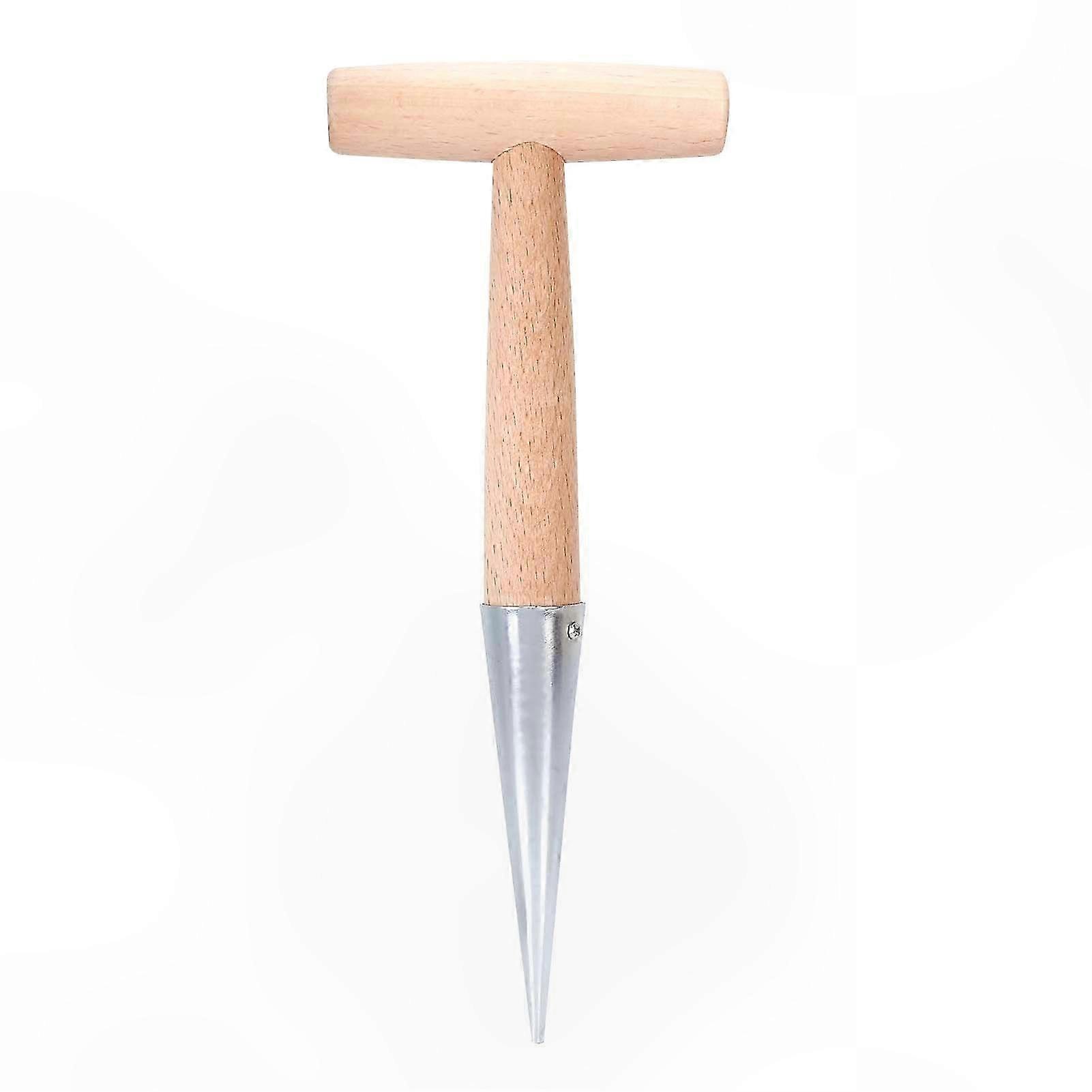 Wooden Handle T-Shape Garden Tool for Planting Seedlings and Soil Dibbing