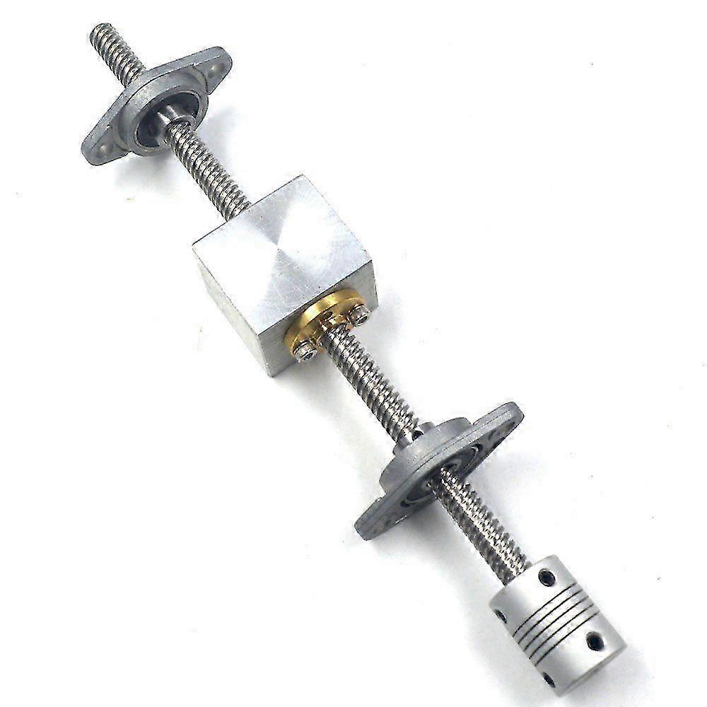 1Set 200mm Length 8mm Dia Silver Vertical 2mm Lead Screw Rod & Pillow Block Mounted Bearing T8 Lead Screw Kit for 3D Printer