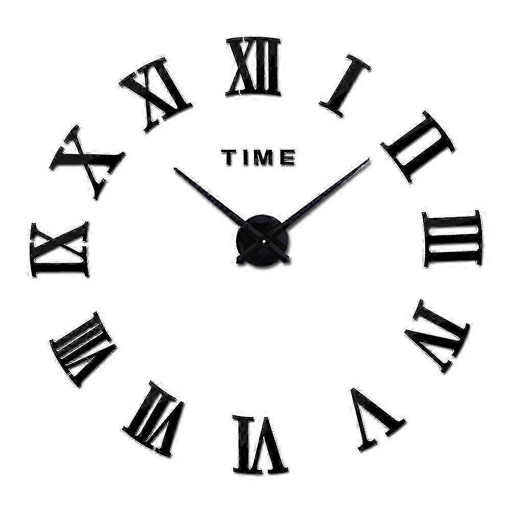 Diy 3D Large Wall Clock Modern Design Sticker Clock Home Decor Living (Silver)