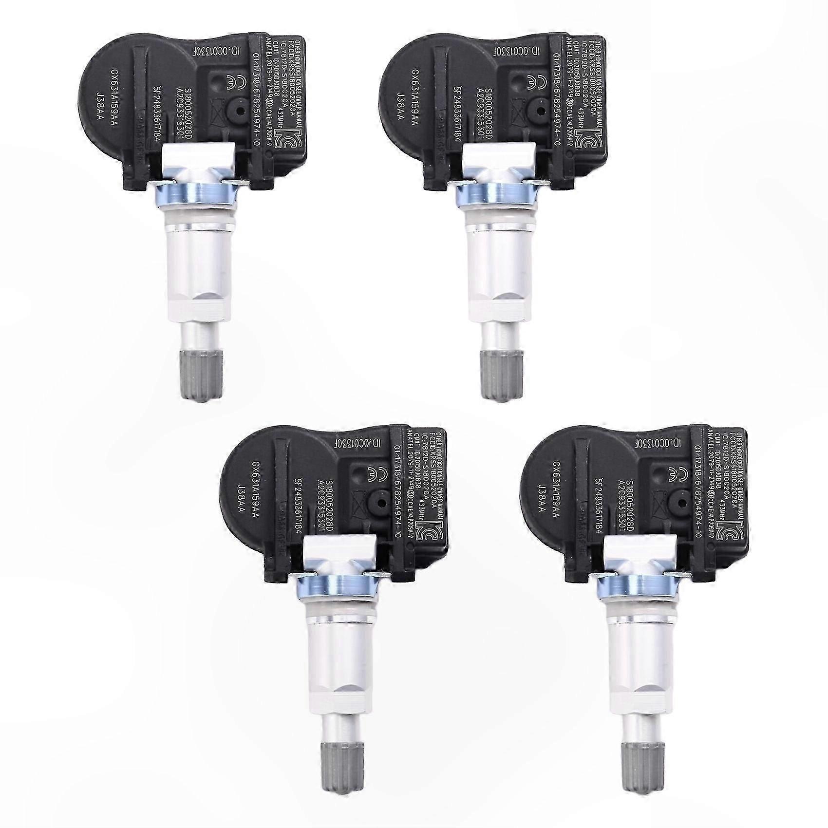 4PCS 433MHz Universal Tire Pressure Monitoring Sensors for TPMS-Compatible Vehicles