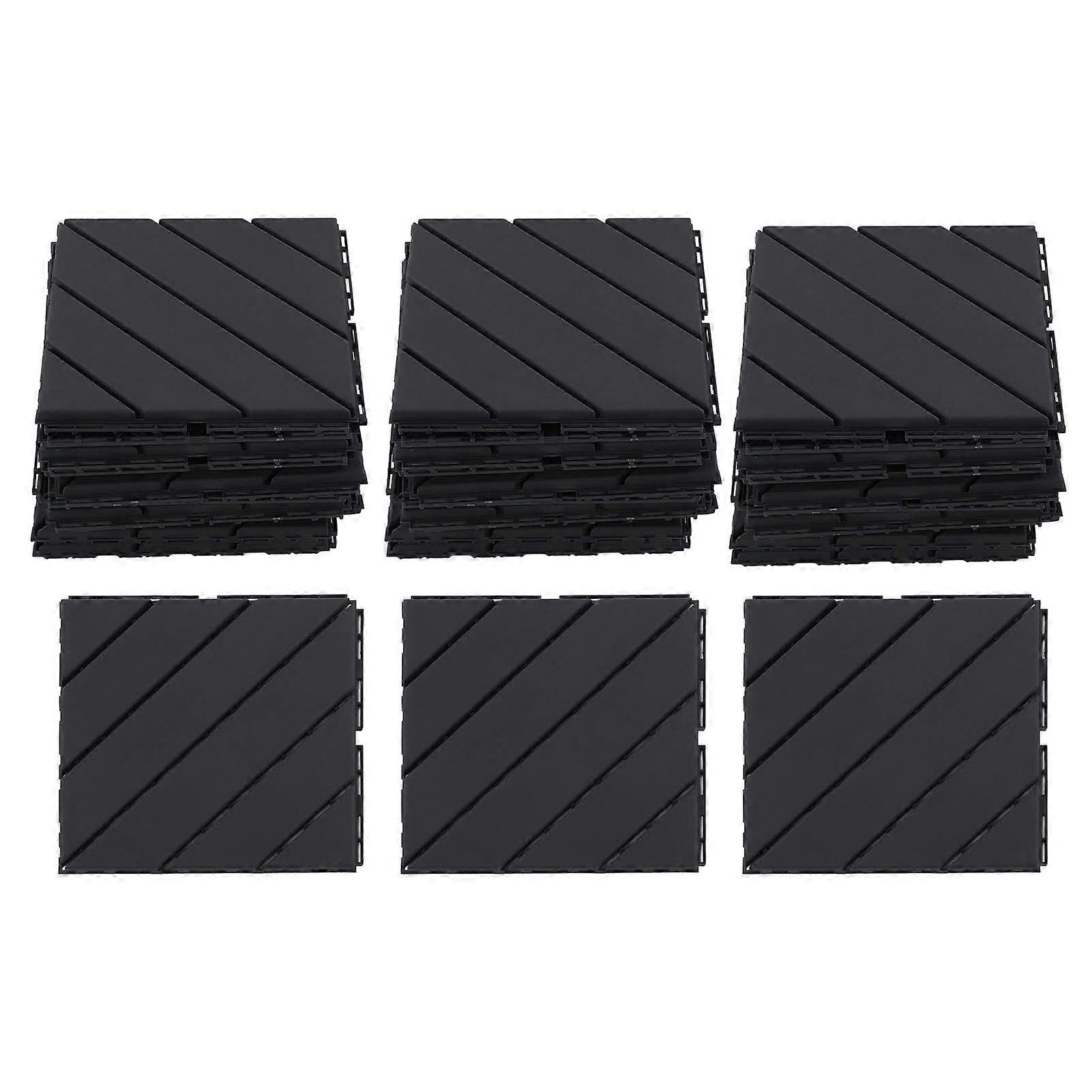 30 Pcs Dark Gray Plastic Interlocking Deck Tiles 300x300x20mm Waterproof
