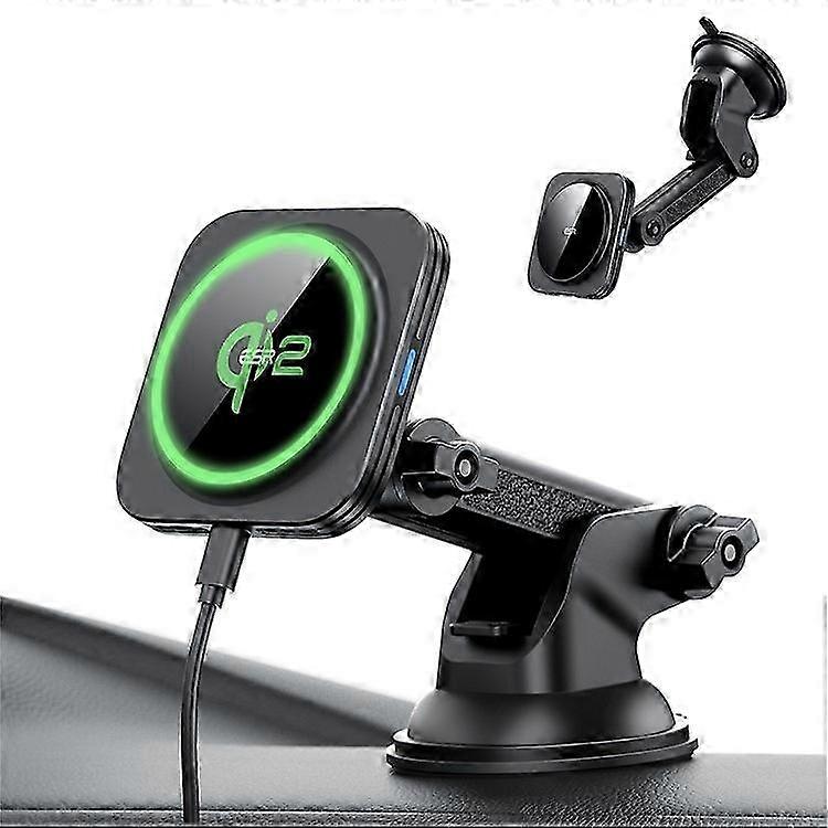 15W Fast Wireless Car Charger Mount with Qi2 Technology Dashboard Phone Holder