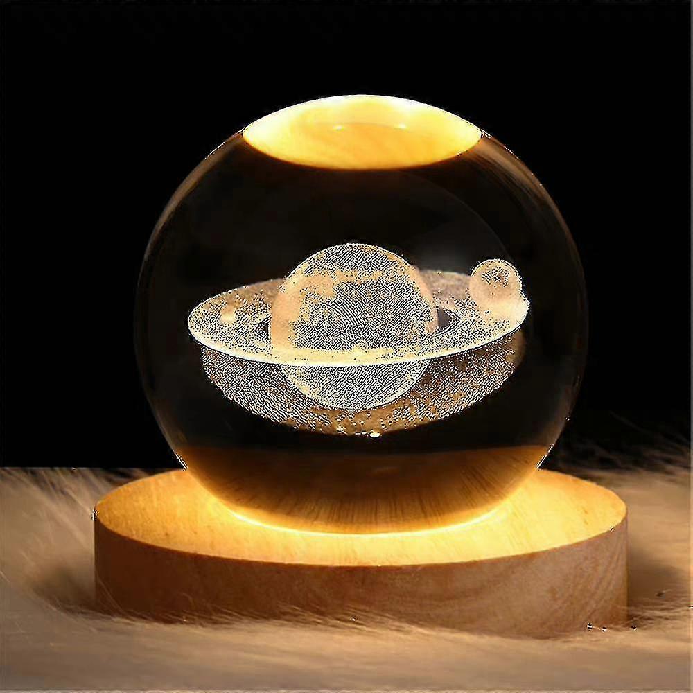 Luminous 3d Galaxy Planet Solar System Crystal Ball Night Light Bedside Led Lamp With Stand 2025