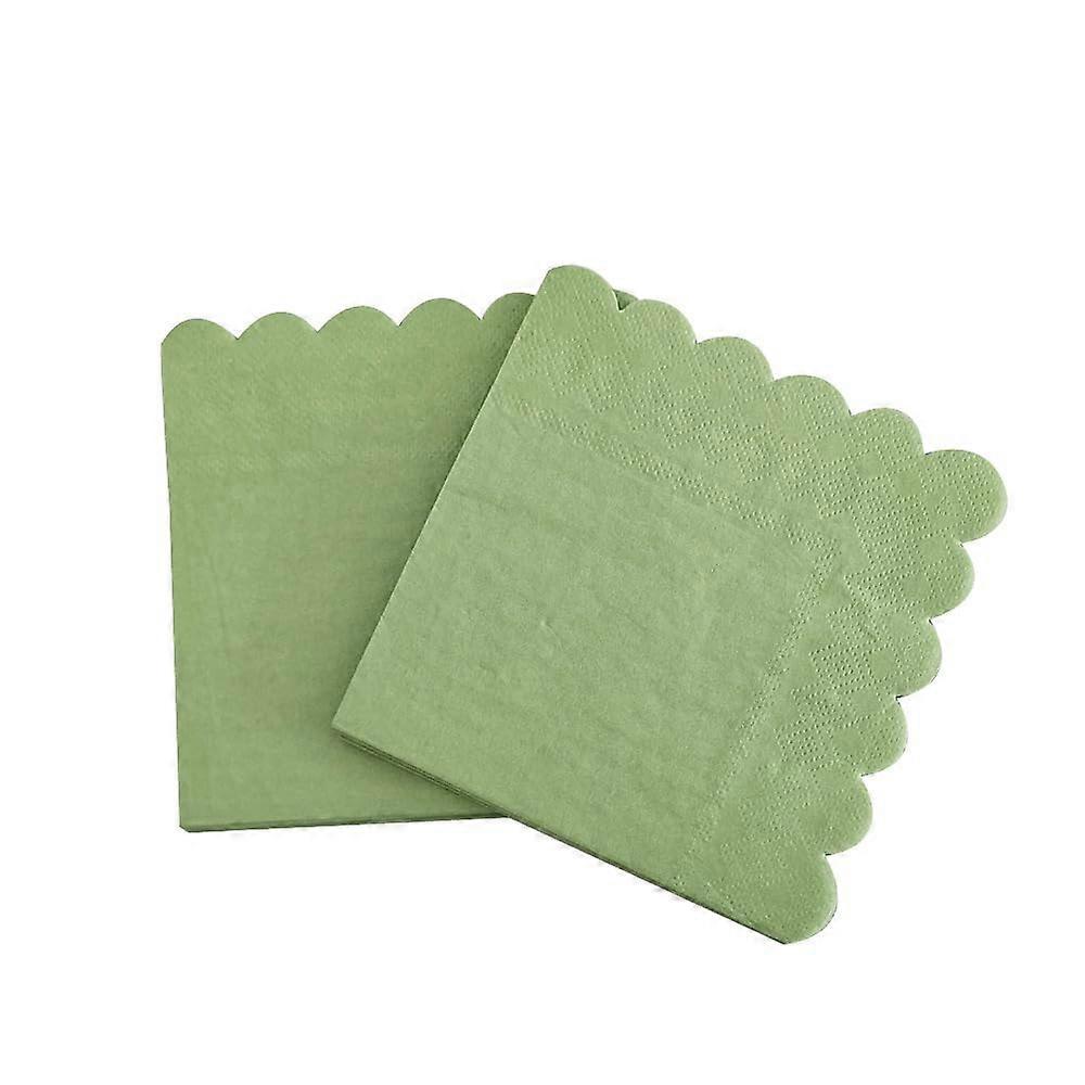 Dinner Napkins Disposable With Light Green Lace, 2 Packs (25 Count Each), Paper Napkins Style