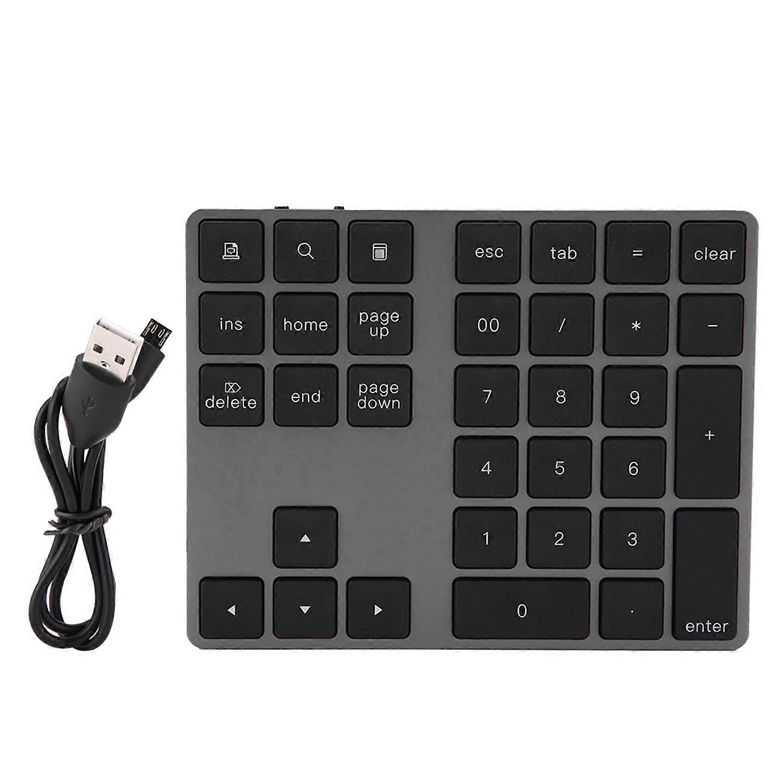 Black 34 Keys Mini Numpad Wireless Bluetooth Numeric Keypad For Apple PC