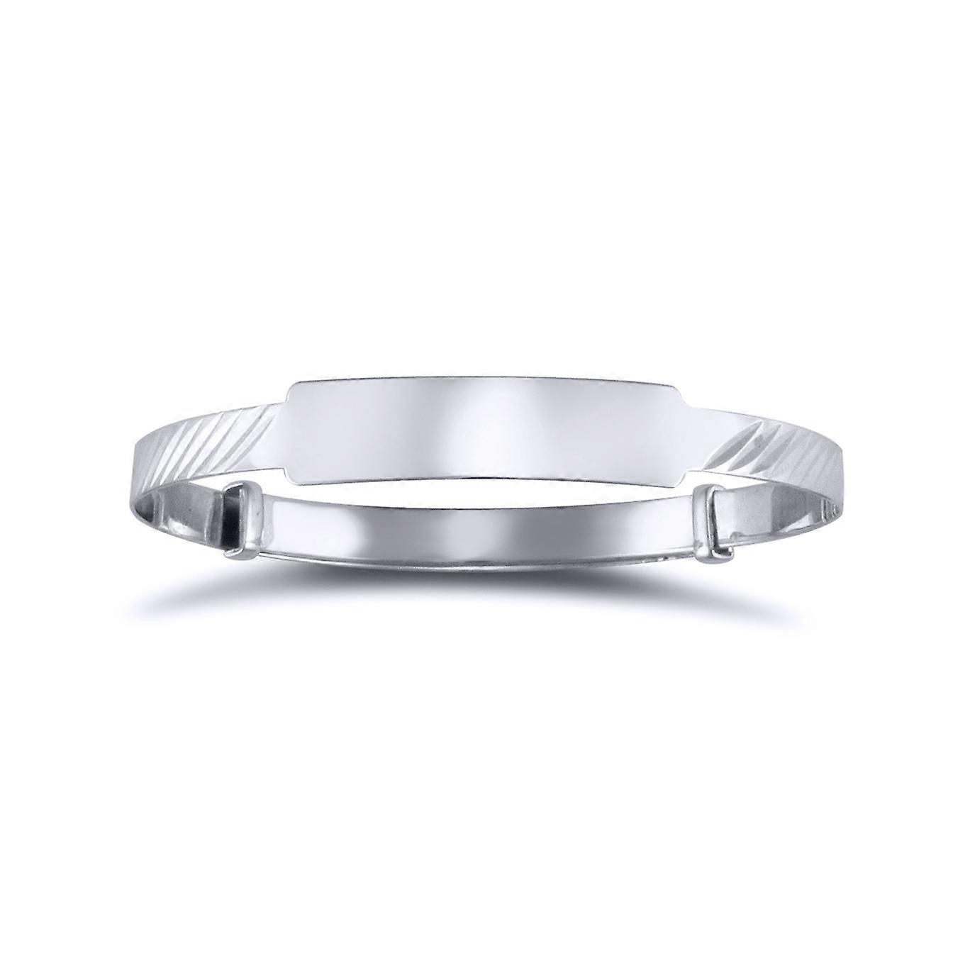 Jewelco London 实心 9K 白金罗纹 ID 3 毫米膨胀婴儿手镯