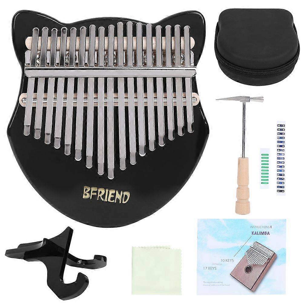 كاليمبا كريستال فوكس شكل الإبهام بيانو كيت 17 مفتاح المبتدئين آلة موسيقية مع حقيبةأسود