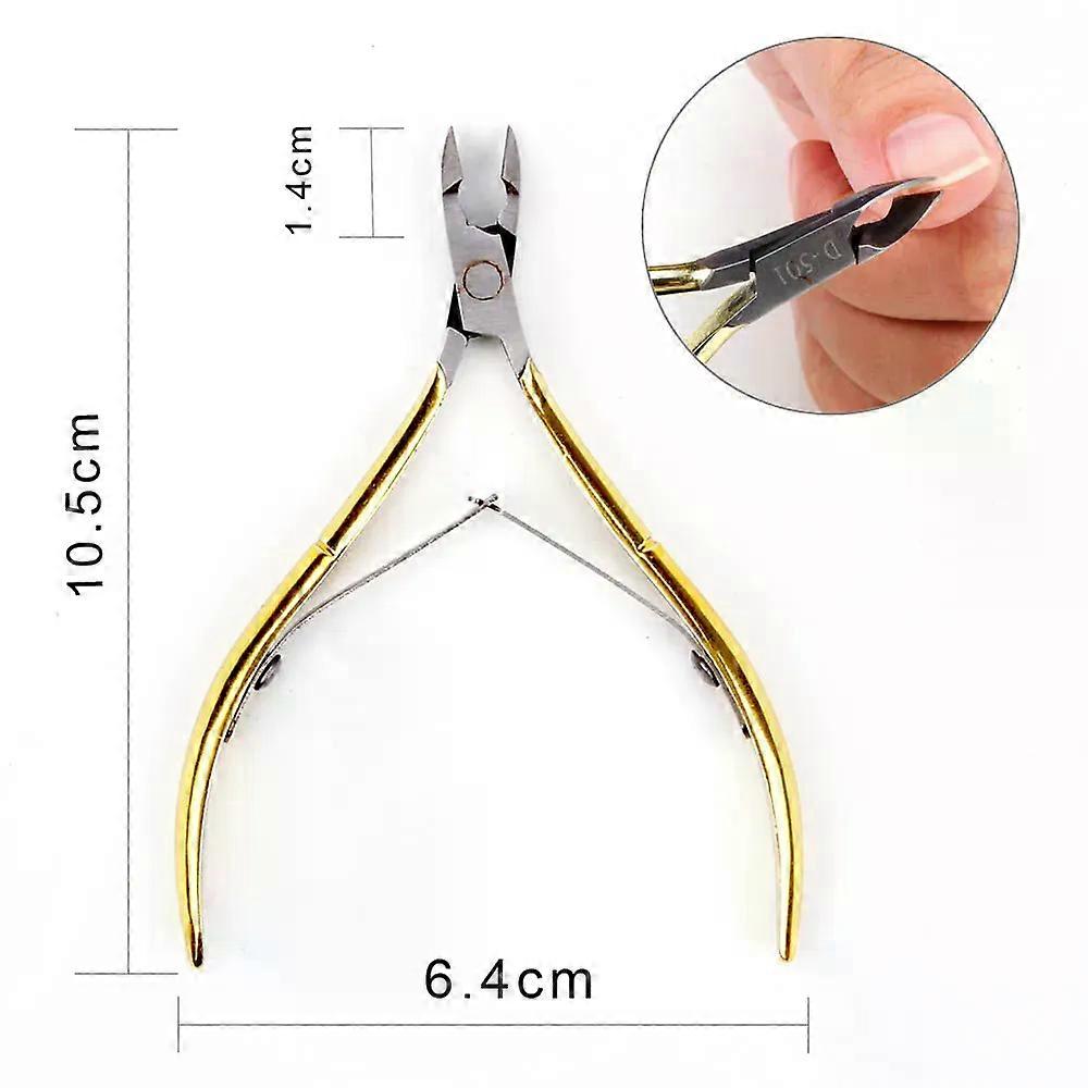 1Pc Stainless Steel Nail Cuticle Scissors Nipper Clipper Manicure Pedicure Tools Golden Handle Dead Skin Scissor Art Tool