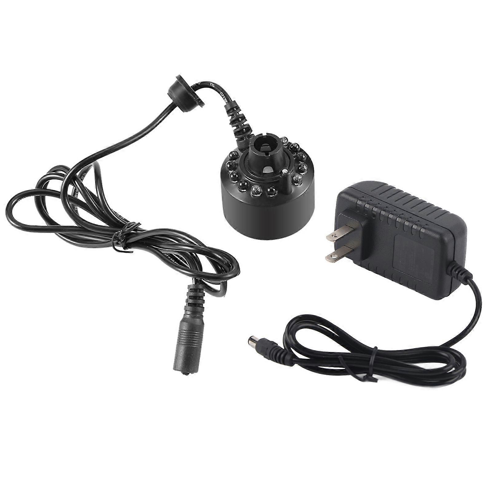 1Pc 12LED Colorful Mist Maker for Water Fountain Pond with Power Adapter