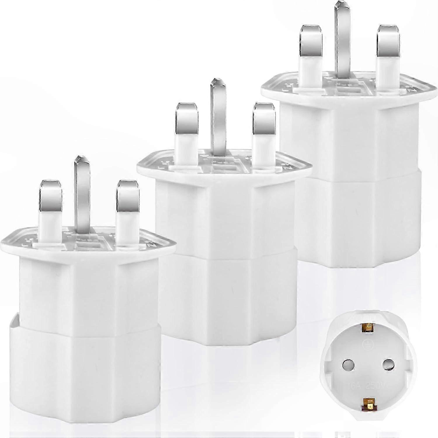 3-Pack EU Travel Plug Adapter for France Type G Compatibility