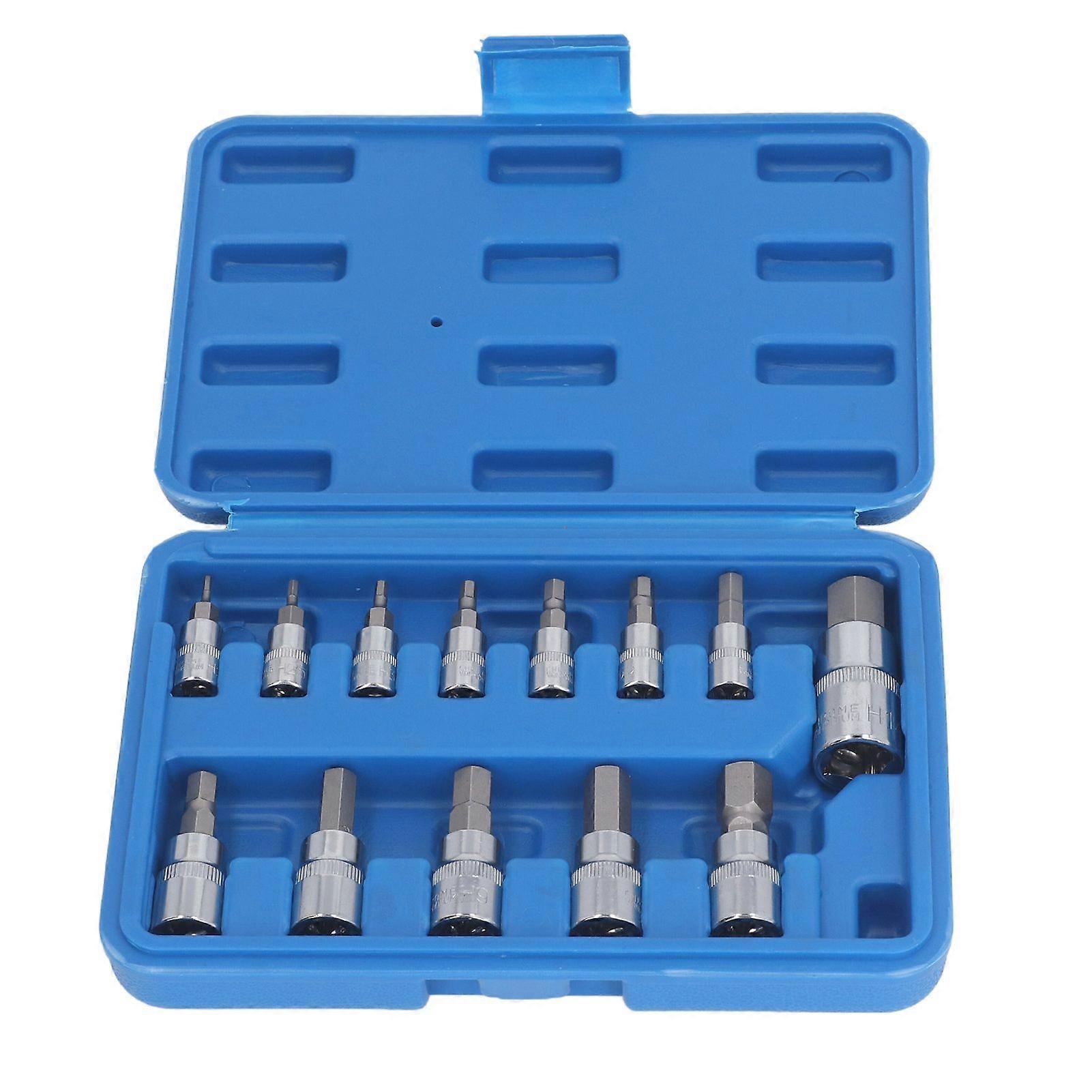 13 Pcs Hex Bit Socket Set 1/4 3/8 1/2 Inch Drive Socket H2 To H14mm Hex Bit Kit for Maintenance