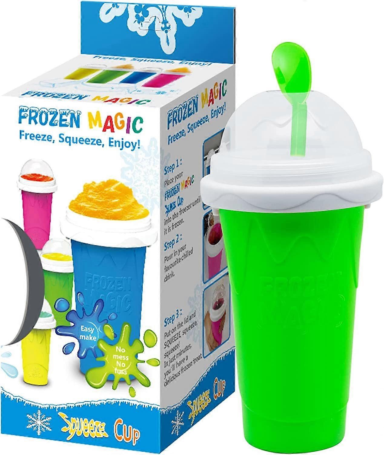 Slushy Maker Cup, Portable Double Layer Silica Squeeze Cup Compatible with Frozen Magic, Smoothie & Milkshake DIY for Kids & Adults