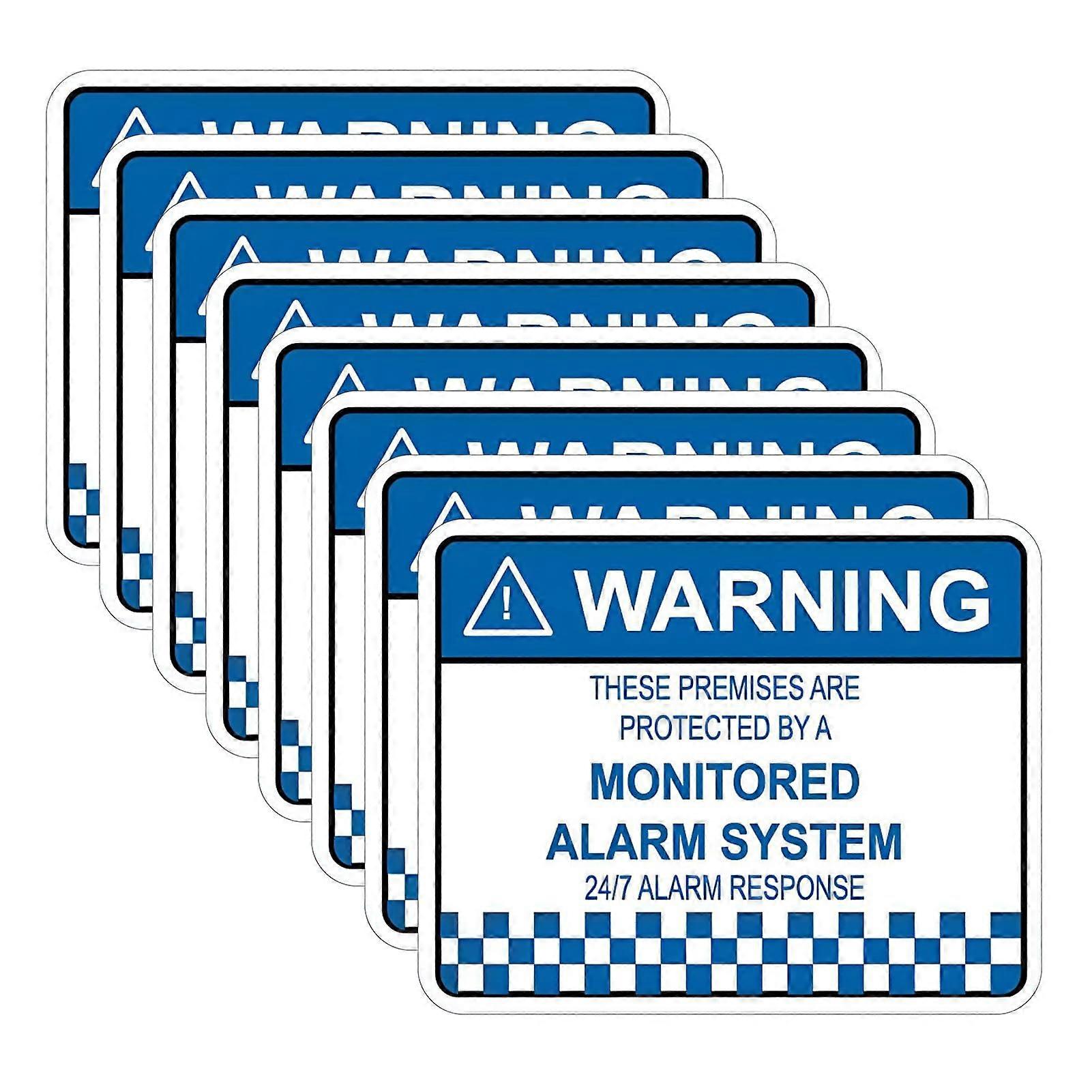 Waterproof Warning Security Stickers Monitored Alarm System SelfAdhesive 8pcs Blue And White For And Home