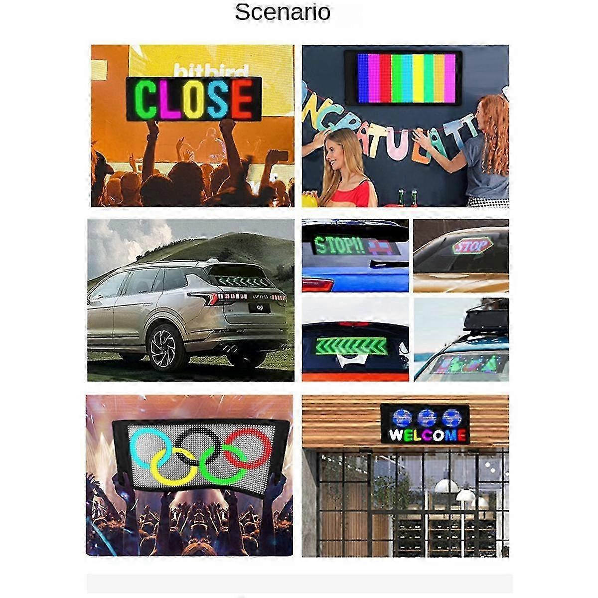 Car LED Screen Signage Flexible Display Scrolling Information Advertising Light Board Rear Window Animation Panel,B