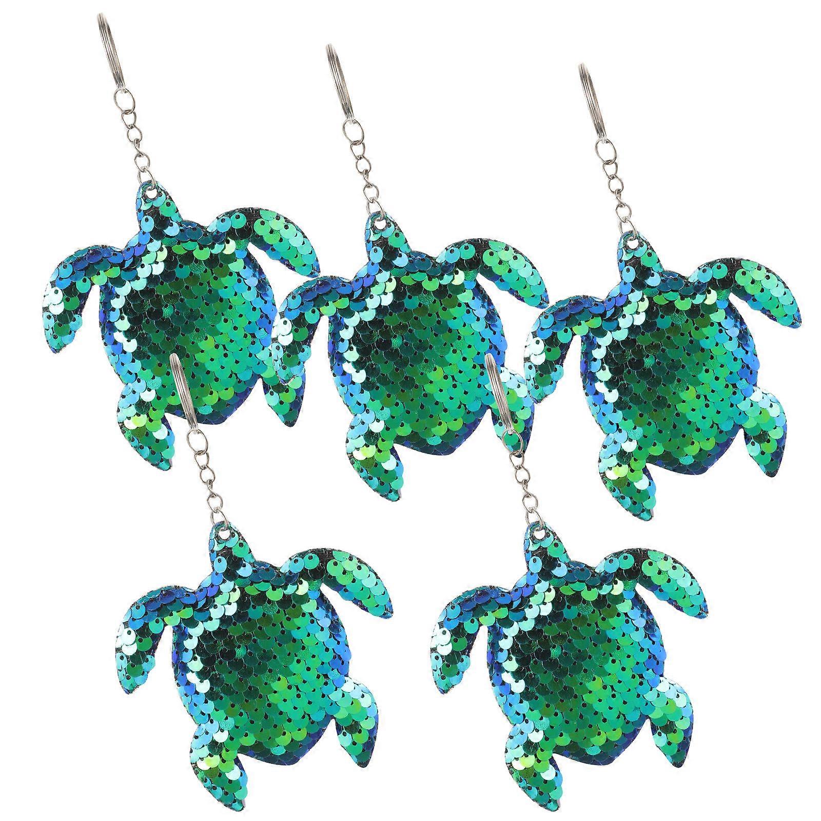 Sequin Keychain Turtle Keychain for Decoration Includes 10Pcs Green Color