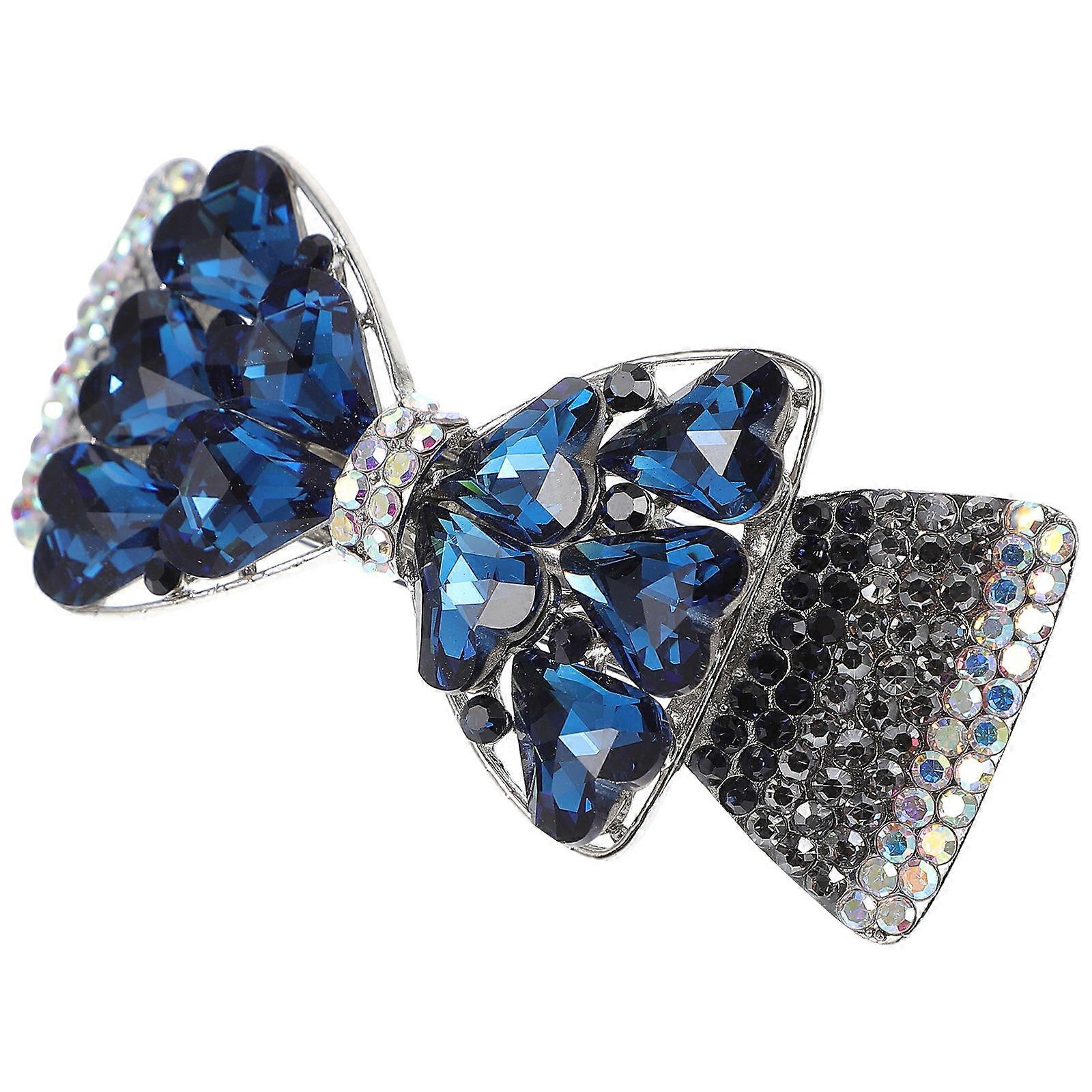 Grampo de cabelo com strass e nó de laço para decoração de material metálico