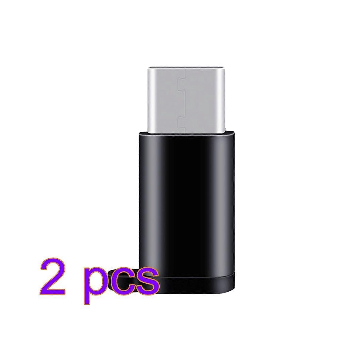 Black USB Type C Adapter Micro USB Female to Male Connector for Data Transfer 2Pcs