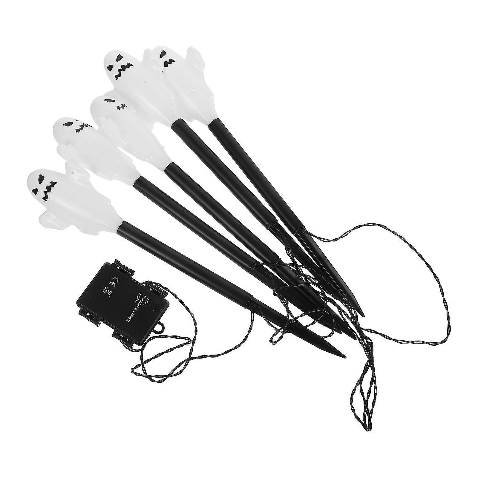 Ghost Garden Stake Lights LED Halloween Pathway Marker Lamp 4Sets