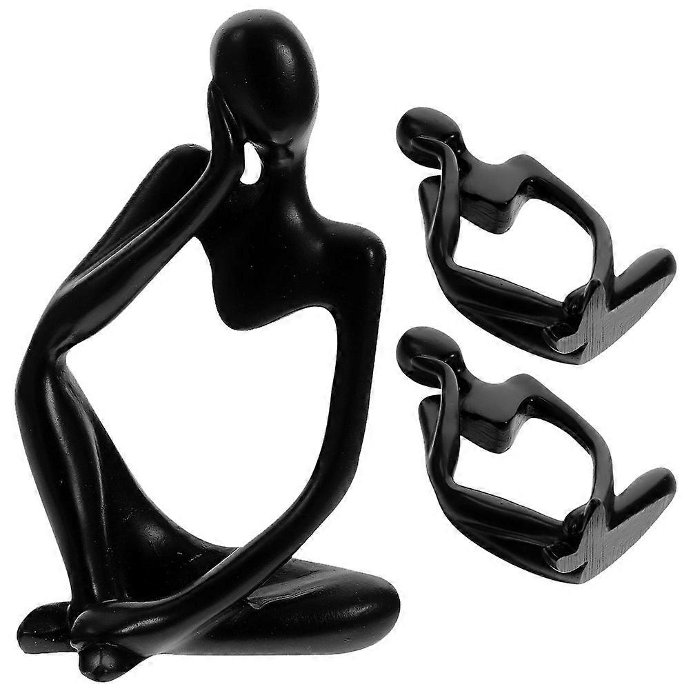 Black Abstract Resin Thinker Figurine for Decoration 12Pcs Set