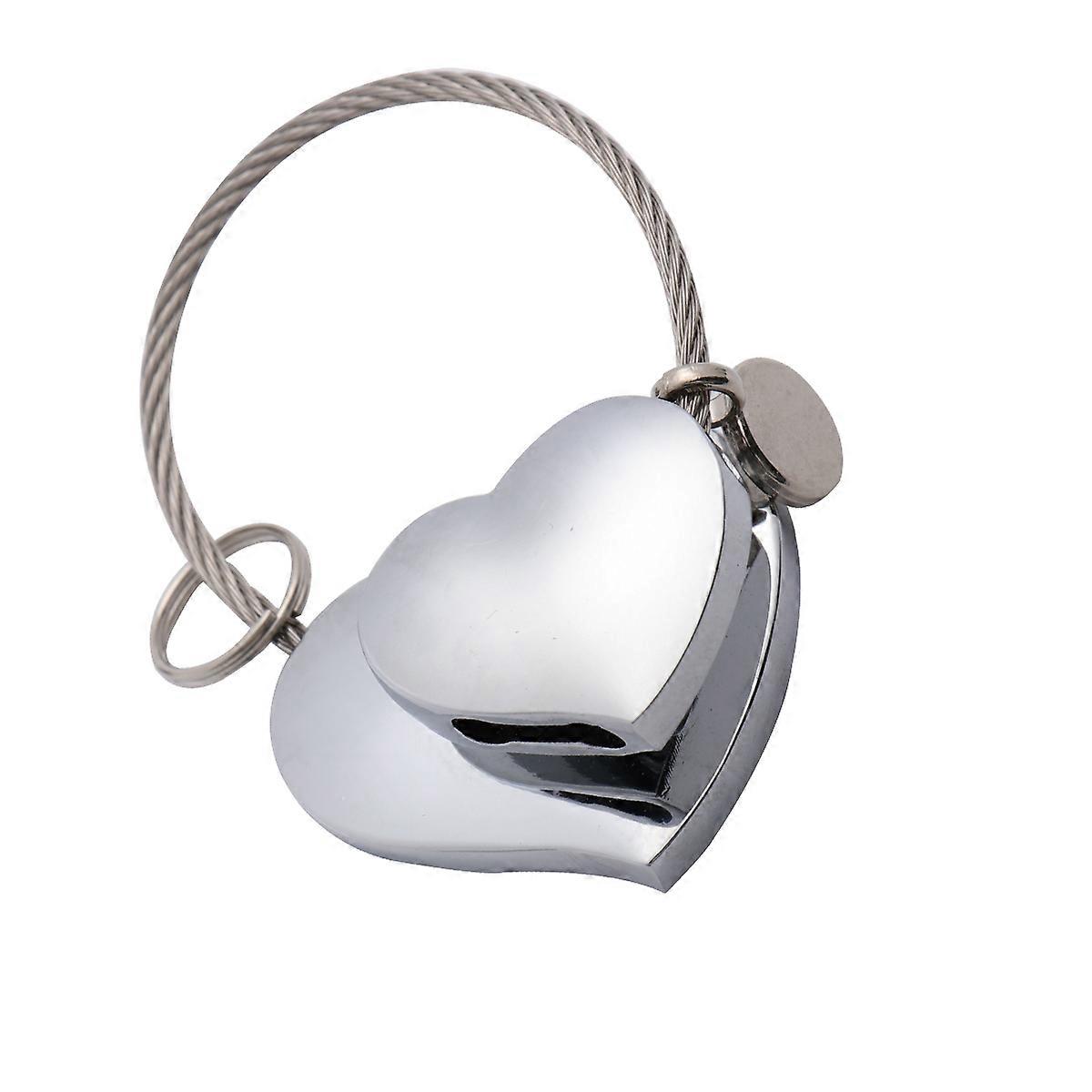 Unique Key Holder 2Pcs Double Heart Keychain Stylish Key Ring For Friends Daily Use Silver Key Protection