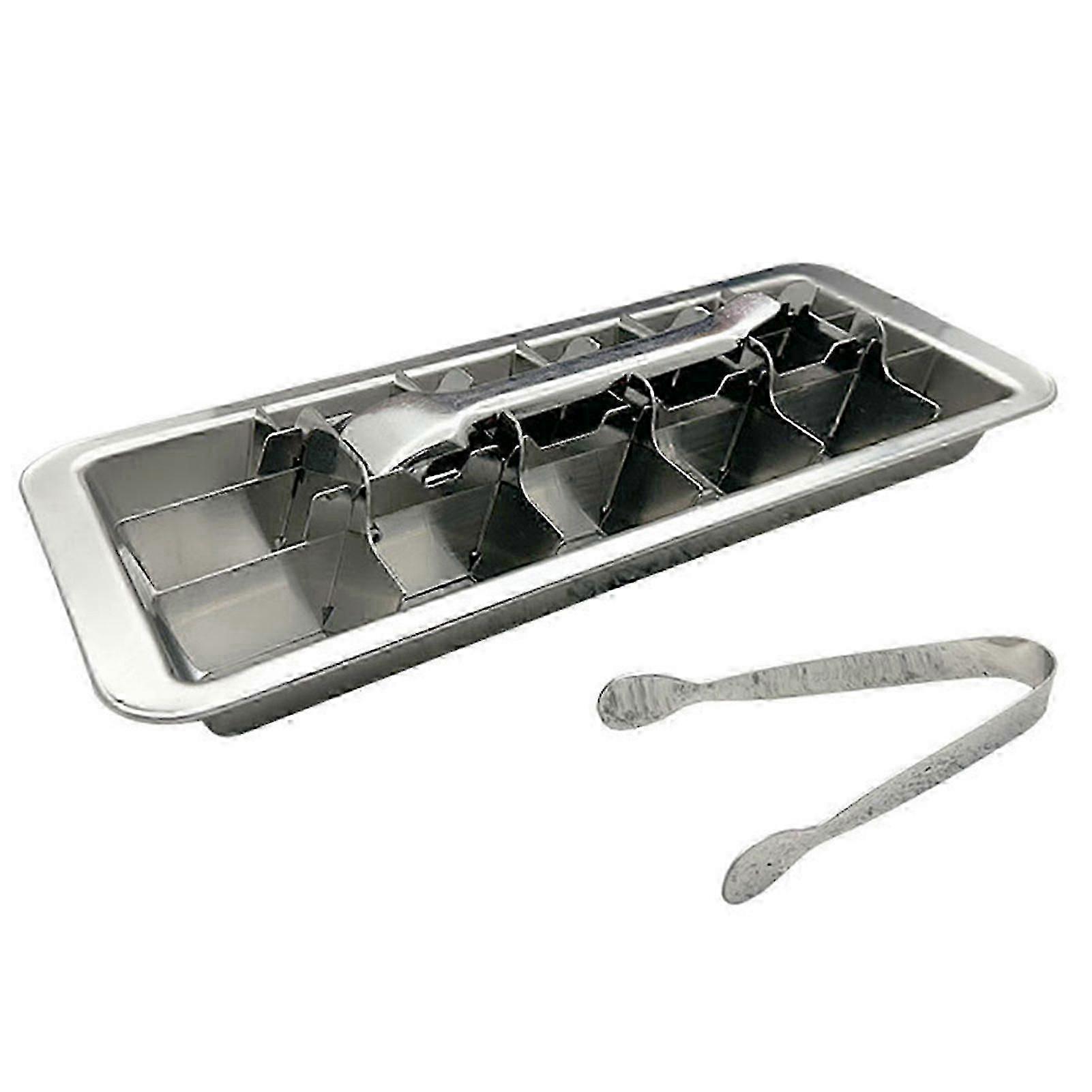 Stainless Steel Ice Cubes Tray with Easy Release Handle Vintage Design Metal Ice Trays with Levers for Home Bar-Good