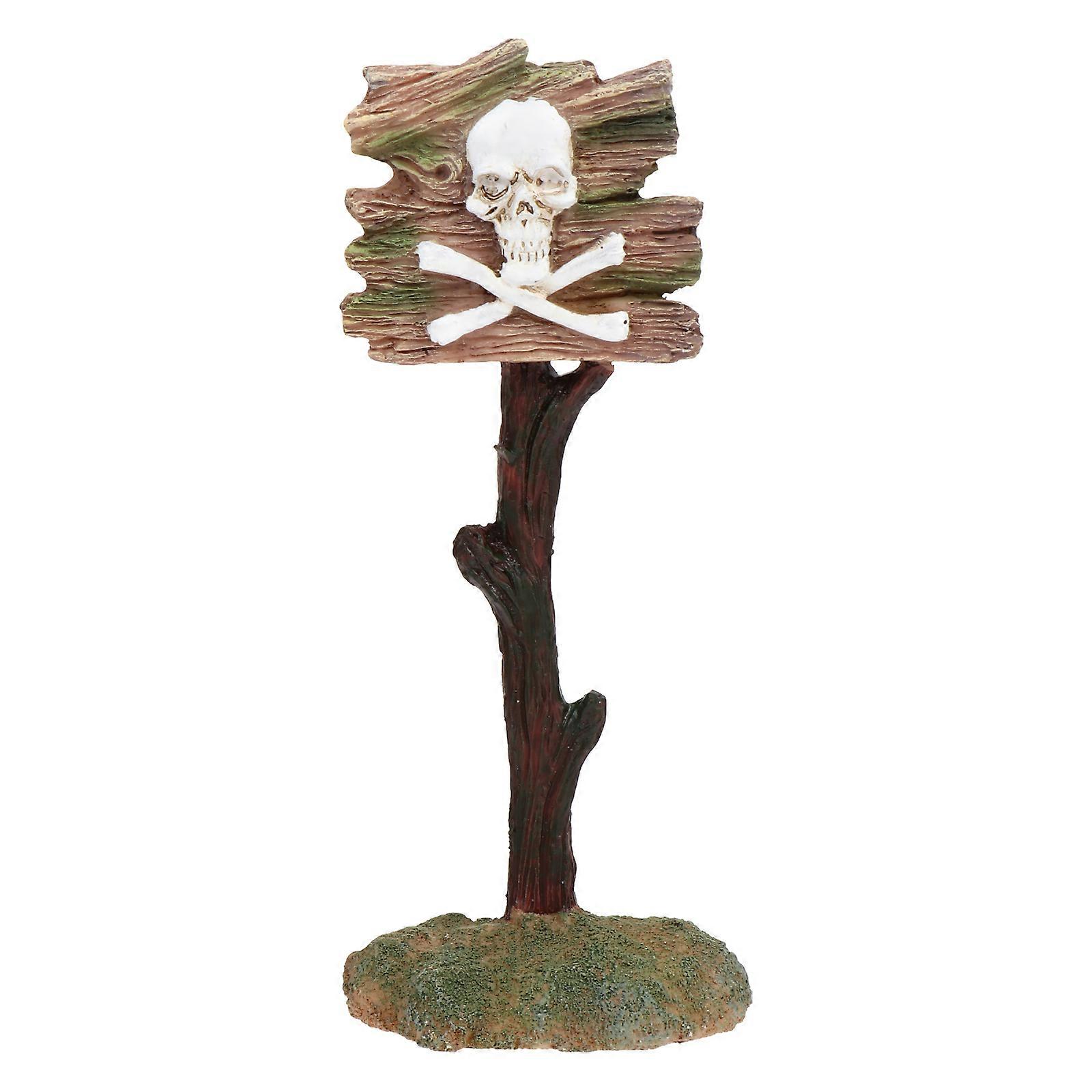 Resin Skull Pattern Fish Tank Ornament for Aquarium Caution 2Pcs