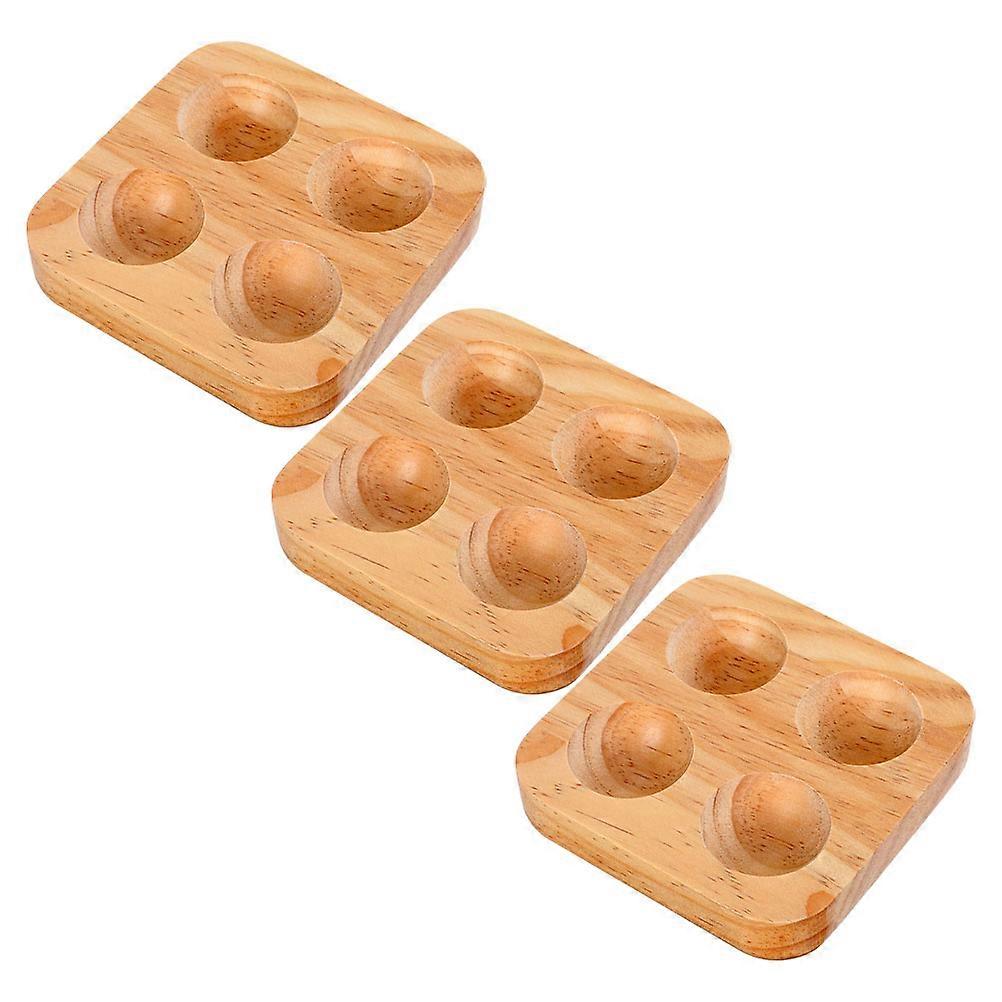 Wooden Egg Container 3Pcs Multi Crack-Proof Freshness Egg Organizer for Home