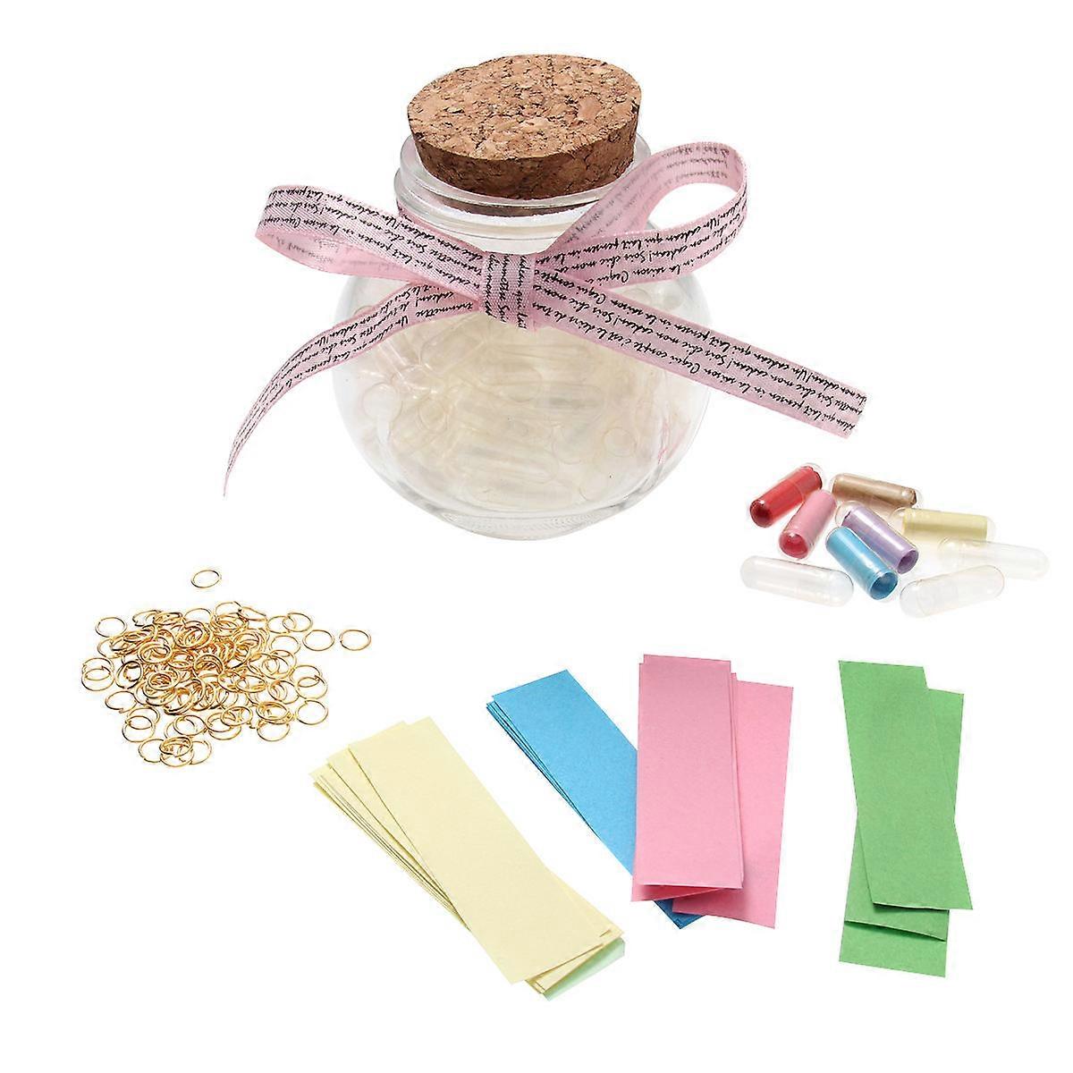 Glass Wish Bottle Vintage Style for Adornment with 600Pcs Capsules